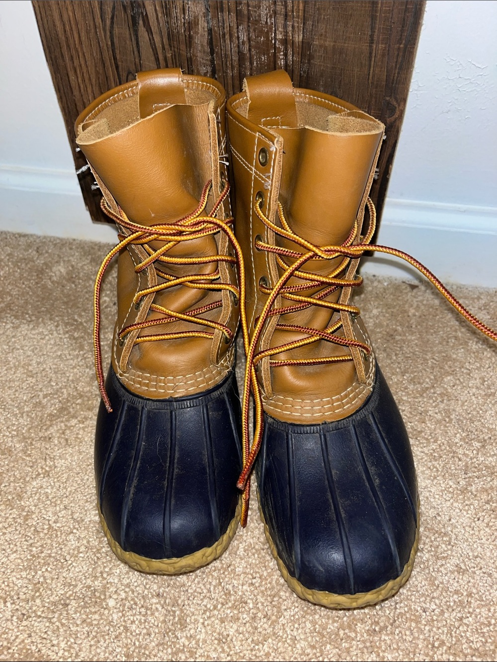 L.L. Bean Two-Tone Duck Boots in Tan and Black